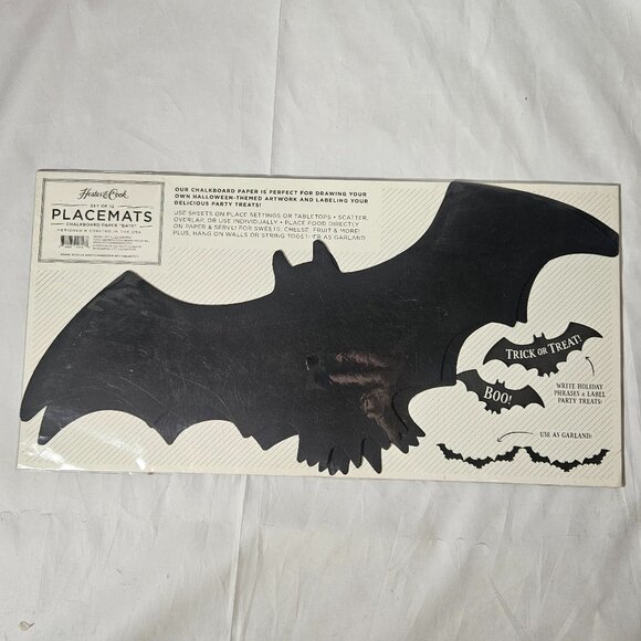 Hester & Cork Chalkboard Paper Bats Placemats Set of 12 Halloween Decoration - Picture 3 of 8